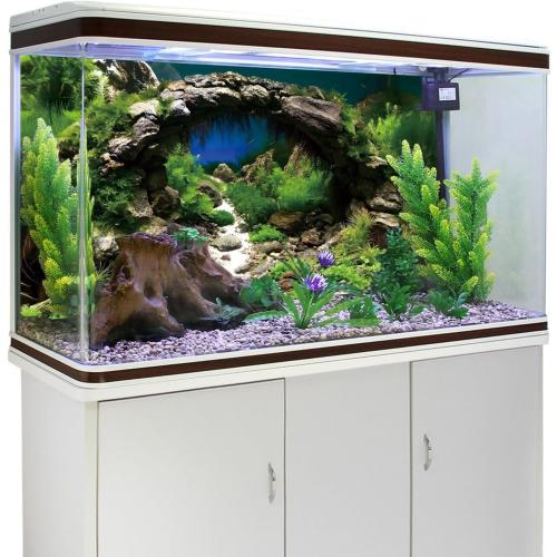 48x24 in Arch Stone Aquarium Backdrop Aquatic Plant Fish Tank Background | AWERT River Bed & Lake Vinyl Terrarium Background