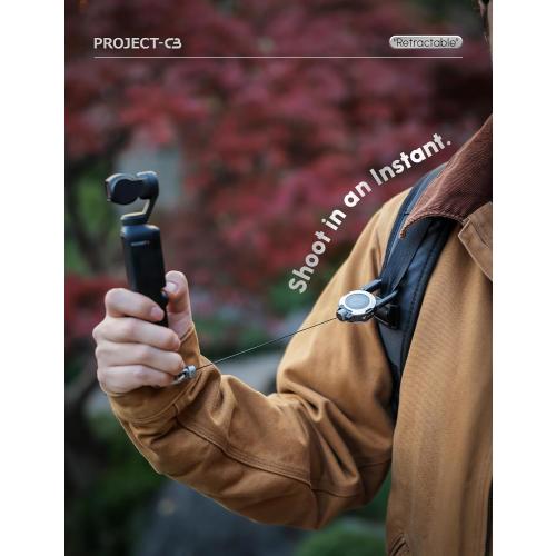 Retractable Reel with Phone Tether Tabs, Magnetic Aluminum Cord Reel for Phone & Pocket 3, Outdoor Gear, ID Badge, Key Holder (Silver)