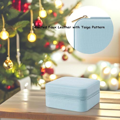 Vlando Small Travel Jewelry Box Organizer Display Case for Girls Women Gift Rings Earrings Necklaces Storage, Blue