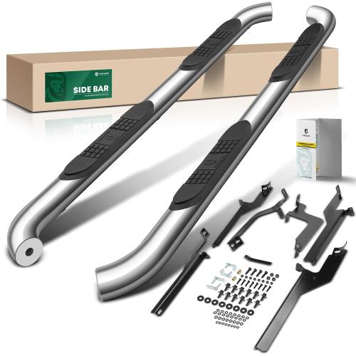 YHTAUTO 3 Inch Running Boards Side Steps Compatible with Nissan Rogue 2014-2020, Rogue Select 2015, Rogue Sport 2017-2020, SUV, Round Stainless Steel Polished Chrome, Cab Side Step Rails