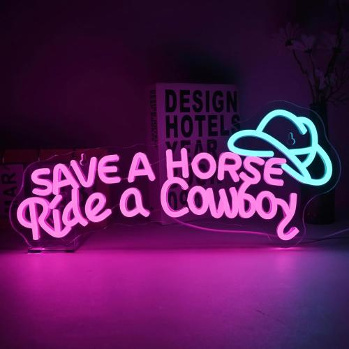 Save A Horse Ride A Cowboy Neon sign Led Signs for Wall Decor with Adjustable Brightness, USB Powered, Ideal for Bedroom, Home Bar, Club, Hotel, and Party Decor