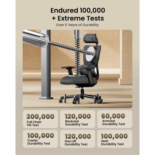 ProtoArc Ergonomic Office Chair for Home Office, High Back Desk Chair with Thick Spring Cushion, Adjustable Headrest, Armrests, Big and Tall Mesh Computer Chairs for Long Hours Sitting, EC100 - Black
