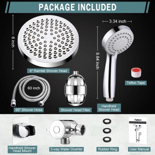 Filtered Shower Head with Handheld, High Pressure Rainfall Shower Head