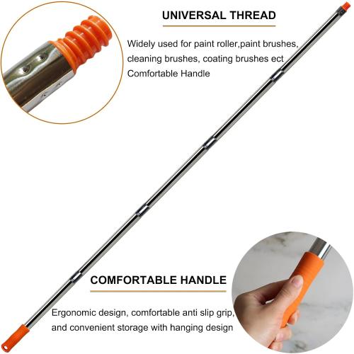 5 PCS Total 6.5 Ft Extension Pole, Paint Roller Stainless-Steel Threaded Splicing Extension Poles for Hand Drywall Sander Wall Cleaning and Polishing Paint Roller Brushes