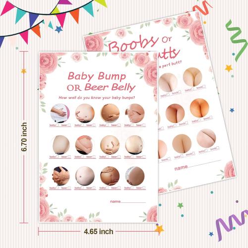 Baby Shower Games for Girl-2 Games(50 of Each),Double-Sided,Thick Cardboard,Fun,Hilarious,and Easy to Play,Baby Shower Games 50 Guest,with Answer Keys