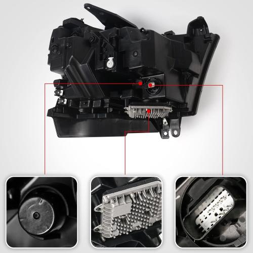 FIONE LED Headlight Assembly Compatible with Dodge Ram 1500 2019-2022 Replacement Headlamp with Silver Frame Driver Left Side LH 68533273AB CH2502332