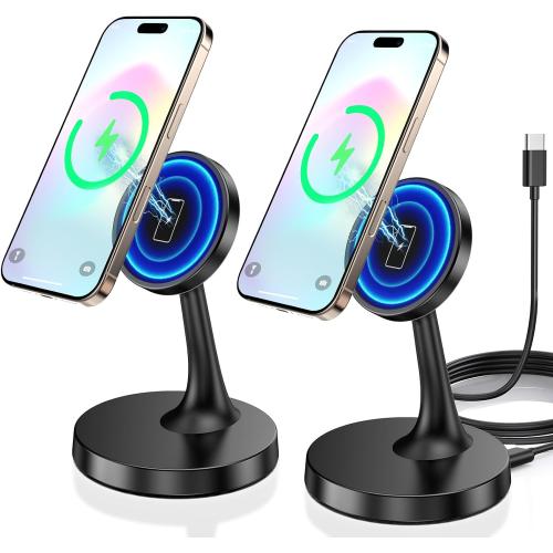 Magnetic Wireless Charger iPhone Stand 15W Fast Mag-Safe Charger for iPhone 16/16 Pro/16 Plus/16 Pro Max/15/14/13/12 Series Apple Magnet Wireless Charging Station/Pad for AirPods