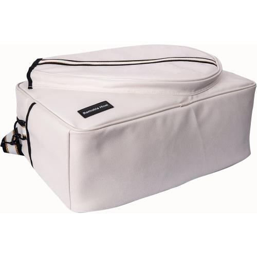 White PU Leather Women Large Sports Handbag Tennis Racket Shoulder Bag Tennis Tote Bag for 2 Rackets, with Water Bottle Holder