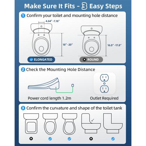 Electric Bidet Toilet Seat, Heated Toilet Seat Elongated with Instant Warm Water & Dryer, Feminine & Front Rear Wash, Wireless Remote, Self-Clean Nozzle, Slow Close Lid, Upgraded Silent ECO Child Mode