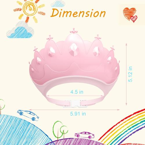 Baby Shower Cap Shield, Baby bath set shower cap, Visor Hat for Eye and Ear Protection for 0-9 Years Old Children,Cute Crown Shape Makes the Baby Bath More Fun (Pink) LiLiBBShie