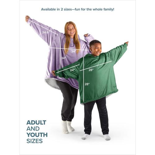 Bare Home Wearable Blanket B-Cozy Hoodie - Soft Plush Sherpa - Warm and Cozy - Oversized Wearable Blanket - Adult & Kid Sizes
