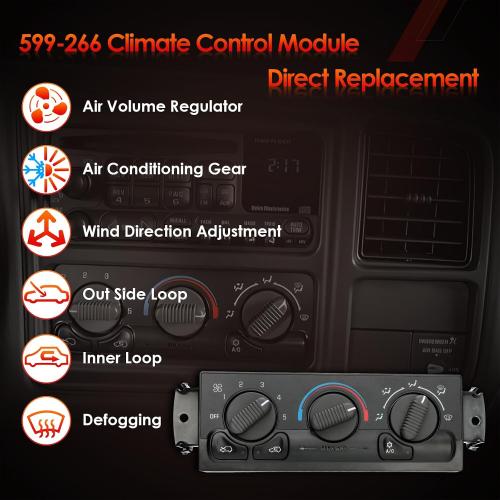 AC Climate Control Panel w/o Rear Defog Fits 99-02 Chevy Silverado #599-266