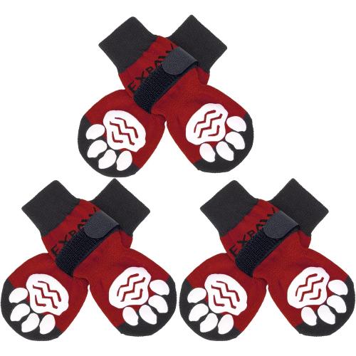 EXPAWLORER 6PCS Anti-Slip Dog Socks to Prevent Licking Paws,Dog Shoes for Hot Pavement,Best Paw Protector Traction Control on Hardwood Floor,Dog Booties for Puppy Small Medium Large Senior Dogs