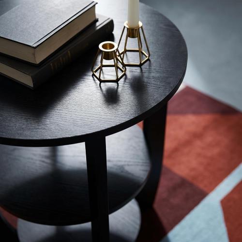 Round Side Table, Black, Modern Style | 3-Tier End Table with Storage, 19.7 inch, Nightstand for Bedroom Living Room, For Couch, Sofa, Recliner, Small Space
