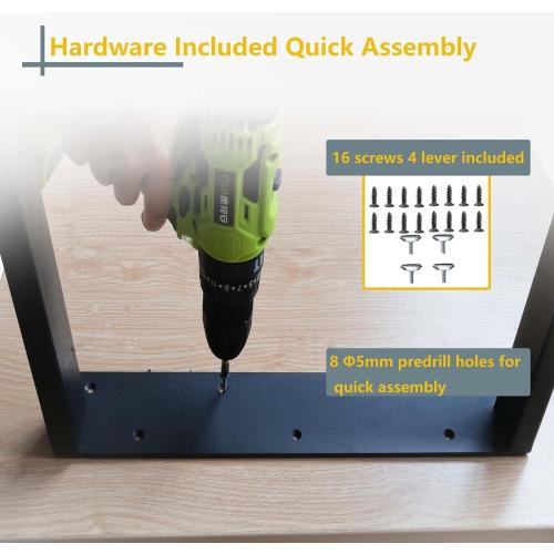 Metal Table Legs Heavy Duty Square Tube Desk Frame Industrial Dining/Coffee/Computer Table Legs, Set of 2(28-4X2mm, U-Shape)