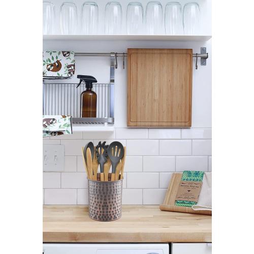 Monarch Abode Kitchen Utensil Holder – Hand Hammered Metal Antique Copper Utensil Holder, Decorative Utensil Crock for Kitchen Counter, Cooking Tool and Spatula Holder for Countertop, Caddy Organizer