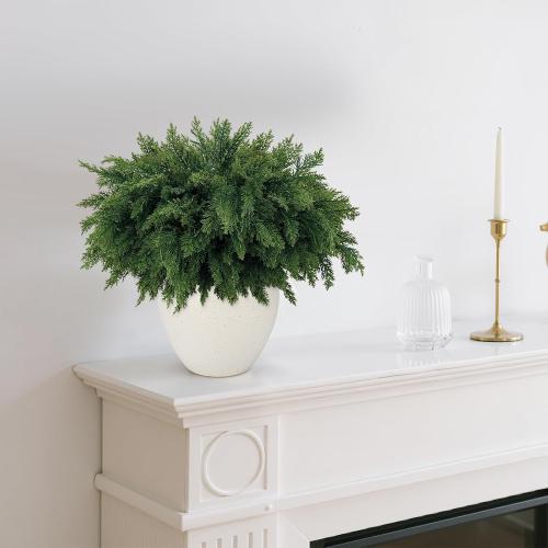 18 Inch Real Touch Cedar Branches - 12 Pcs Artificial Christmas Plants Branches, Faux Greenery Pine Stems Fake Cedar Picks for Vase DIY Crafts, Christmas Pine Branches for Home Indoor Decor