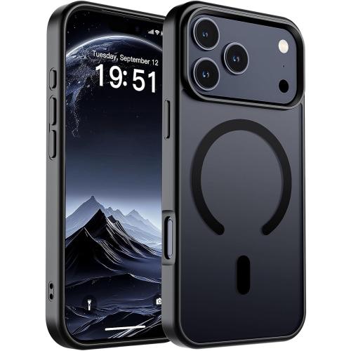 SUPFINE Magnetic for iPhone 17 Pro Case (Compatible with MagSafe)(Military Grade Drop Protection) Translucent Matte Shockproof with Anti-Fingerprint Phone Cover,Black