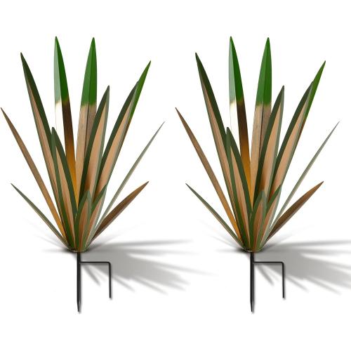 Homight Large Agave Sculpture Rustic Metal Agave Plant Outdoor Interior Decoration Outdoor Lawn Decoration Yard Wooden Posts Matching Garden Suitable for Patio