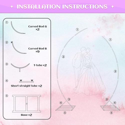 Metal Open Arch Backdrop Stand,Set of 2 Gold Curved Arch Backdrop Stand Half Moon Wedding Arches for Ceremony,Birthday,Anniversary,Baby Shower,Floral Stand,Ramadan Decoration (6.7FT & 5.8FT)