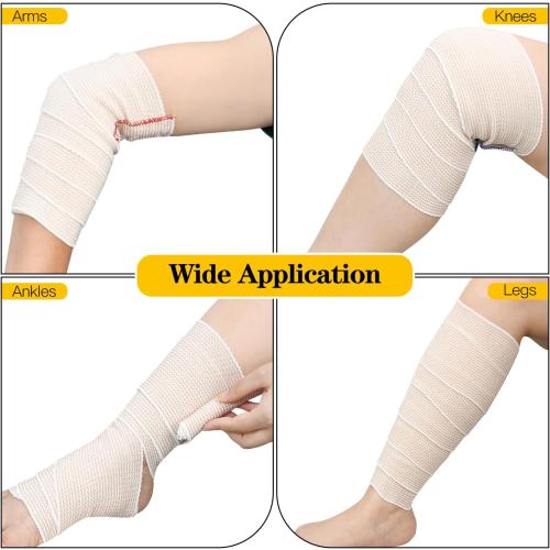 2 Pack 6 Premium Elastic Bandage Wrap, Reusable Hook and Loop Compression Wrap Bandage for Knees, Anks, Wrists, Legs, Body