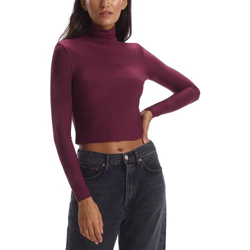 Size Large Active USA Long Sleeve Cropped Turtleneck, Pinot,