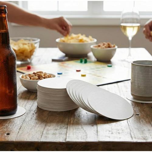 eSplanade Disposable Coaster - Made with Paper (Set of 100) - Use and Throw Beer Coasters - Perfect for Bar, Hotel, Restaurant Purpose & Parties - Round