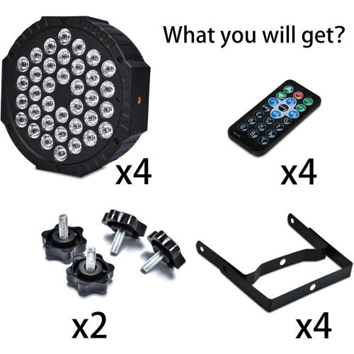 Stage Lights Dj Lights for Parties Led Stage Lights Sound Activated Portable Party Lights Par Lights 36 Led RGB Remote Control Disco Lights Uplights for Indoor Events Bar Birthday Wedding Outdoor