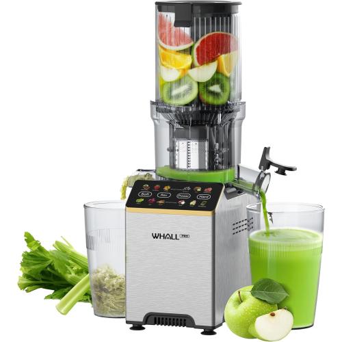 Cold Press Juicer, Touchscreen Juicer Machines with 4.5'' Wide Feed Chute, Stainless Steel Masticating Juicers Easy to Clean, Ergonomic Operational Panel Design, High Juice Yield, Gray
