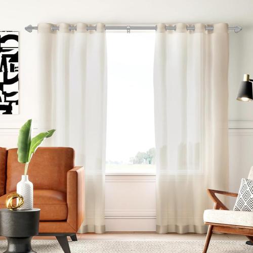 Silver Curtain Rods for Windows 48 to 84 inch, 5/8 inch Adjustable Wrap Around Blackout Curtain Rods for Bedroom & Outdoor
