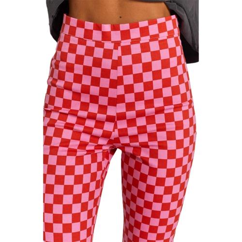 Size L- Women Casual Straight Wide Leg Flare Pants High Waist Baggy Checkerboard Printed Trousers Joggers 90s Streetwear