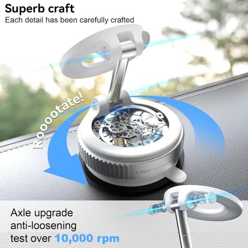 CloudValley Magnetic Car Phone Mount, [Compatible with MagSafe] 360° Adjustable Foldable Holder for Dashboard, 80LBS Suction & 2800gf Magnet, Car Accessories for iPhone 16 Pro Max 15 14, White