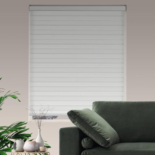 Zebra Roller Shades, Dual Layer Roll Up Blind for Living Room, Semi Sheer Shades Window Privacy Light Control for Day and Night, (Maximum Height 72inch, White Color, Width 28 inch)