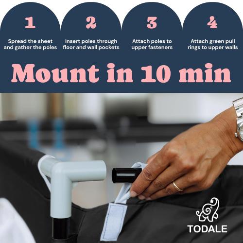 TODALE Baby Playpen for Toddler, Large Baby Playard, Indoor & Outdoor Kids Activity Center with Anti-Slip Base, Sturdy Safety Play Yard with Soft Breathable Mesh, Playpen for Babies(Black,50”×50”)