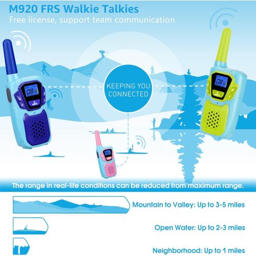 Kids Walkie Talkies 3 Pack NOAA Walkie-Talkies for Adults Rechargeable Long Range 2 Way Radios for Family Camping Hiking Skiing Cruise Ship, Toys for 3-12  Year Old Girls Boys Toddlers