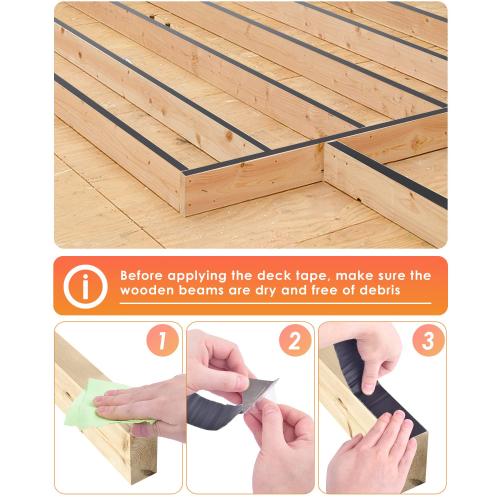 3 Pack PACETAP Deck Joist Tape for Decking, 1-5/8 x 50', 3 Rolls Waterproof Butyl Tape, Black