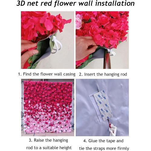 Purple Rose Hydrangea 5D Simulated Flower Wall Background - High-Density Silk Flower Wedding Decoration | Waterproof Outdoor Photography Props | Multiple (1.2m*2.4m)
