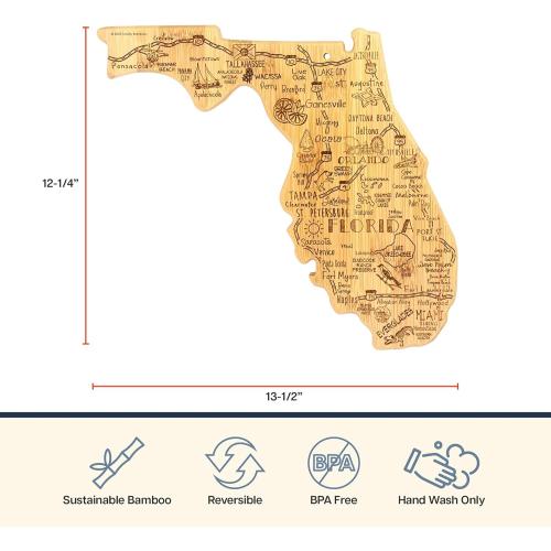 Totally Bamboo Destination Florida State Shaped Cutting Board