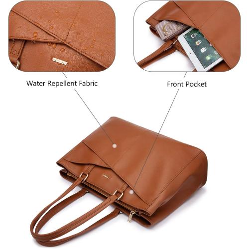 LOVEVOOK Laptop Tote Bag for Women,15.6 Inch Waterproof Computer Bags Women Business Office Work Bag Briefcase, Brown