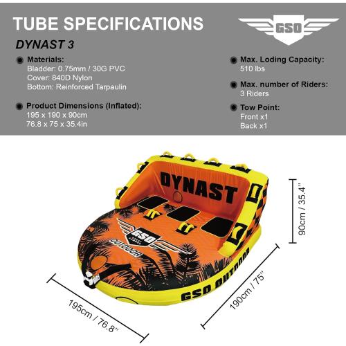 GSO Big Water Sport Towable Tube for Boating, Pull Behind Flying Tube for Boat Inflatable, with Dual Tow Points, Towable Water Pad, Enhanced Durability for Boating Tubes