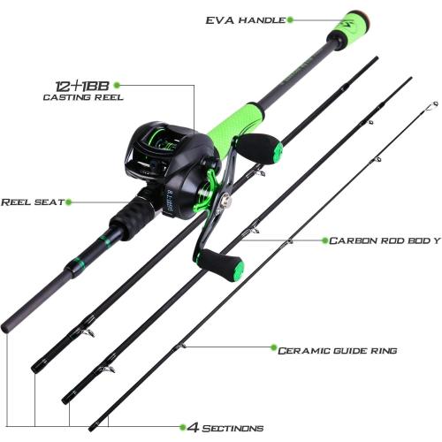 Sougayilang Speed Bass Fishing Rods, Porable Light Weight High Carbon 4 Pc Blanks for Travel Freshwater Fishing-Spinning & Casting