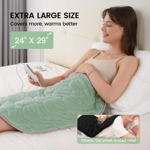 immtree Weighted Heating Pad for Period Cramps, 29 x 24 Extra Large Electric Heated Pads 5 lbs, Back Shoulder Knee Abdomen Pain Relief, Soft Warm Heavy Lap Blanket, Christmas Gifts, Grey Green