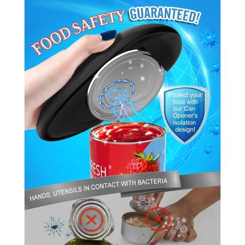 Electric Can Opener, Battery Operated Automatic Side Cut with Smooth Edge, One Touch Hands Free Safety Opener for Seniors, Arthritis and Weak Hands