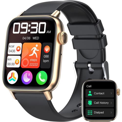 Smart Watch for Women (Answer/Make Call), Fitness Watch with Heart Rate Sleep Monitor, 1.83 Touch Screen Bluetooth Smart Watch for iPhone Android Phone, Waterproof Activity Tracker Watch (Gold)