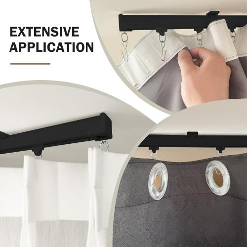 Ceiling Curtain Track, Curtain Track Ceiling Mount, Room Divider Curtain Rod or Wall with Rolling Hooks, Ceiling Shower Curtain Tracks Perfect for Privacy in Open Rooms (3-6ft, Black)