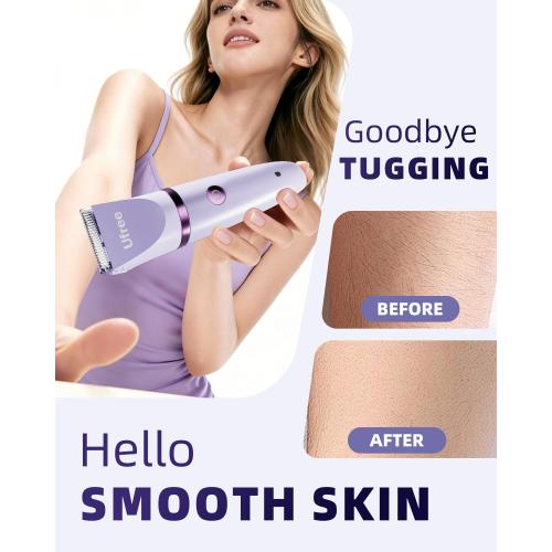 Ufree Bikini Trimmer Electric Razors for Women, Rechargeable Pubic Body Hair Trimmer Electric Shaver for Legs Body Hair, Bikini Shaver IPX7 Waterproof, Gifts for Women, Purple