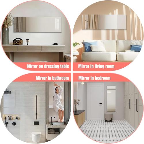 47.25x15.75 Inch Full-Length Mirror,Acrylic Shatterproof Soft Mirror, Non-Glass Wall-Mounted Fitness Mirror for Home, Lightweight Durable Modern Decor for Bedroom/Living Room/Cloakroom