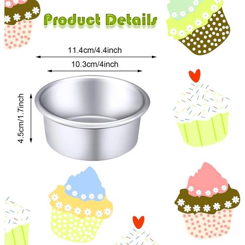Nuenen 12 Pcs Round Cake Pans Aluminum Round Mold Smash Cake Baking Cheesecake Pans for Home Party Baking Supplies (4 Inch)