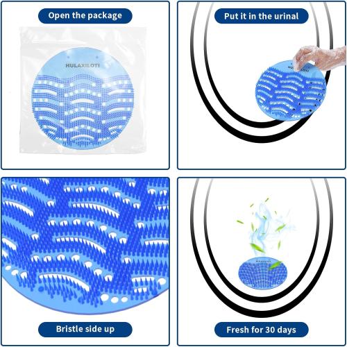 Urinal Screen Deodorizer(50 pack), Anti-Splash Urinal Screens Cakes with Long-Lasting Fragrance for Men Toilet Bathroom Airport Office Mall Hotel (25 Blue, 25 Orange)