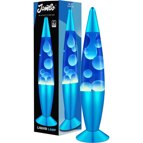 JAMBO 16 Beautiful Lamp- Blue with White/Blue Wax, Relaxing Liquid Light, Night Light Nightlight, Home Decor Living Room Office Bedroom Lamp for Adults Teens Kids, Magma Motion